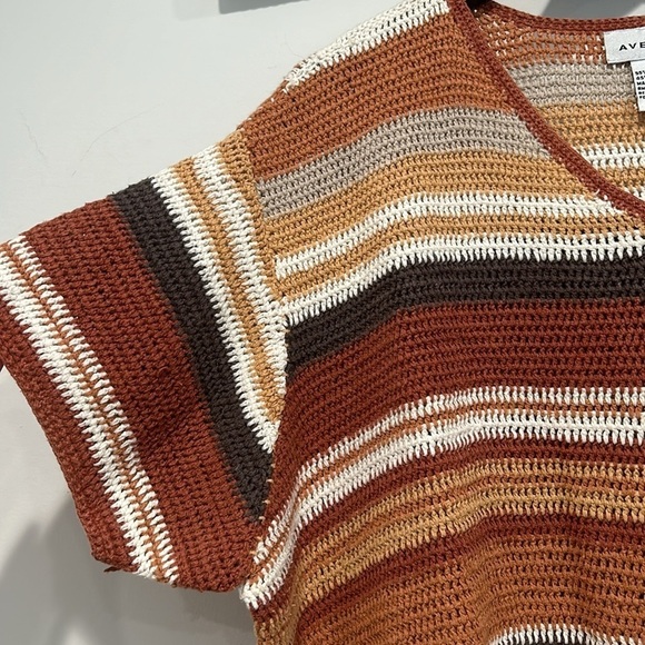 Avenue women’s plus size crochet open knit short sleeve top pumpkin spice 3X - Picture 3 of 8